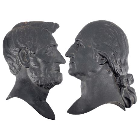 Cast Iron George Washington & Abraham Lincoln Head Bust Wall Decor