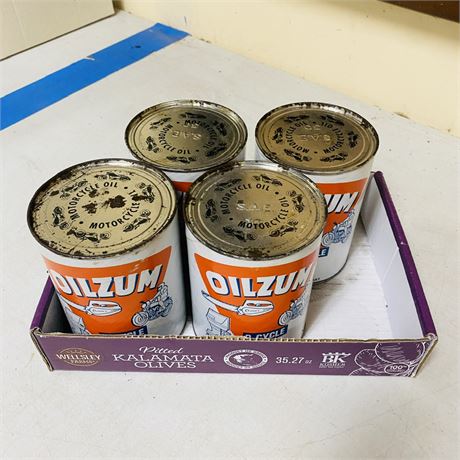 4 NOS Oilzum Quart Cans