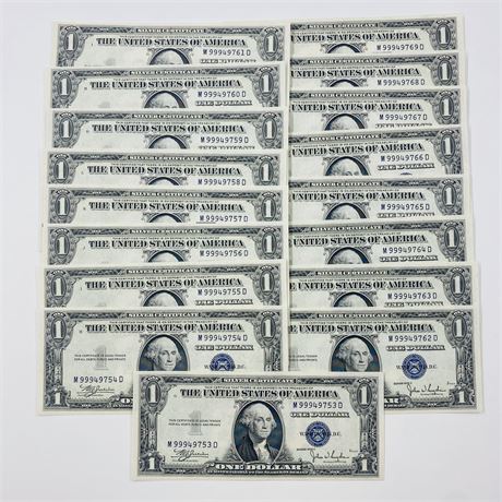 17 Consecutive 1935 $1 Silver Certificates