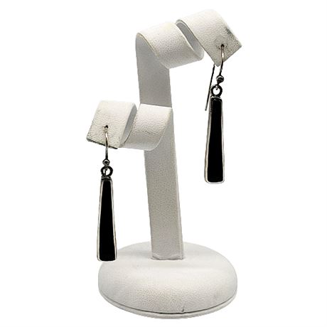 Signed Barse Sterling Silver Black Onyx Earrings