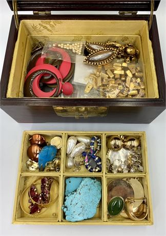 Quality Oriental Silk Lined Jewelry Box with Costume Jewelry Making Pieces