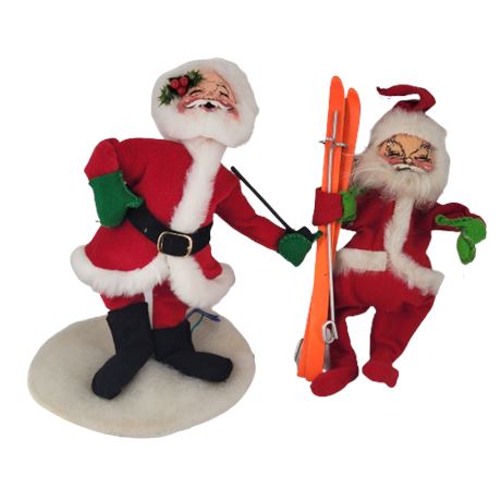 Annalee 1992 Santa Clause with Pipe / 1968 Santa Claus with Skis