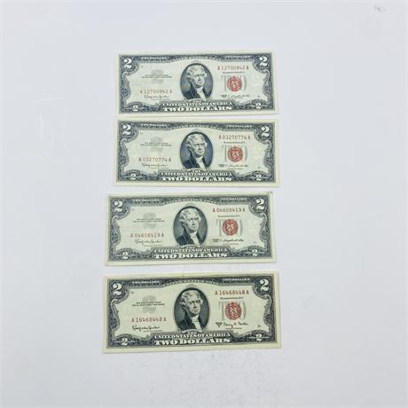4 AU/MS 1963 $2 Bills