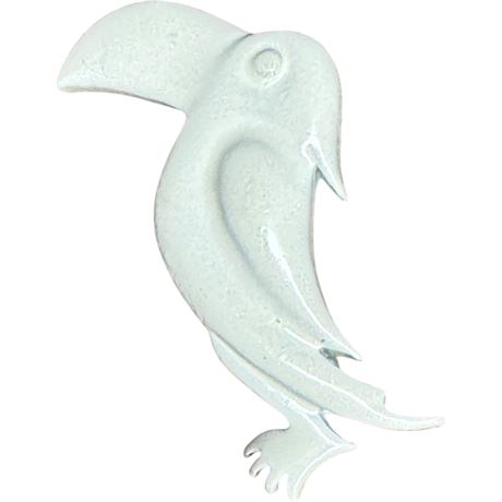 Vintage White Enamel Toucan Brooch