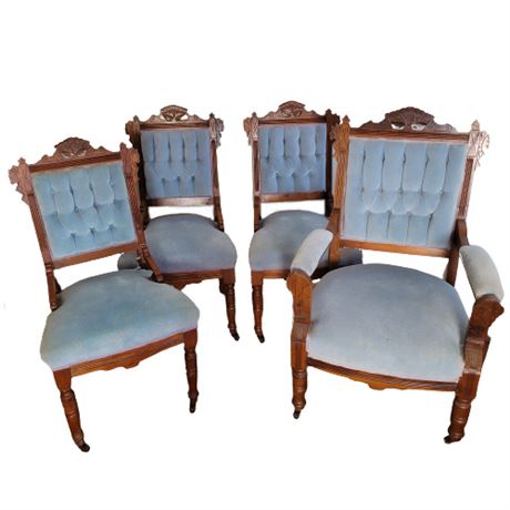 Antique Carved Victorian Dining Room Chairs