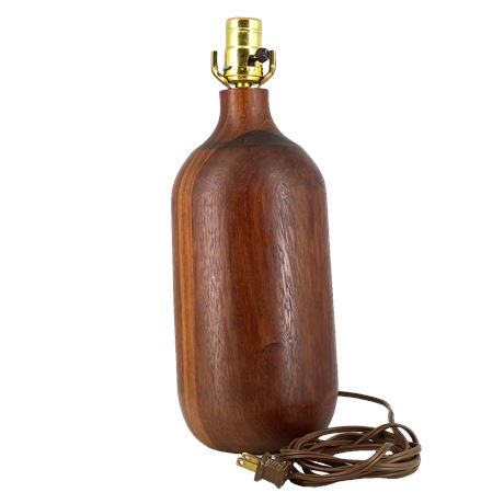 Mid Century Modern Turned Wood Bottle Lamp Base, Tested & Works