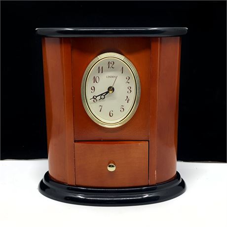 Vintage Linden Wood Mantel Desk Shelf Dresser Clock
