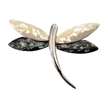 Liz Claiborne Shell Mosaic Dragonfly Brooch