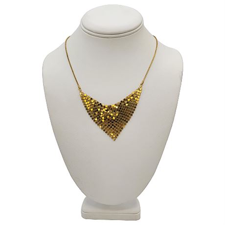 1970s Whiting & Davis Style Liquid Gold Mesh Disco Necklace (2 of 2)