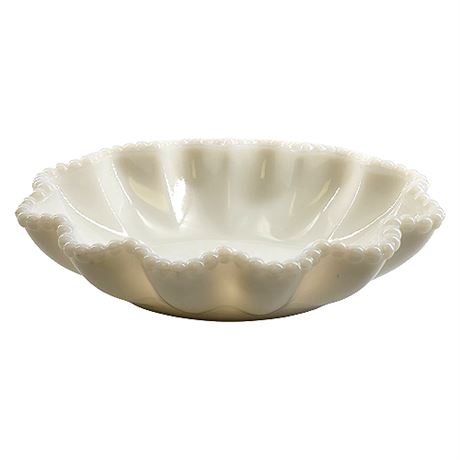 Westmoreland 'Beaded Edge Milk Glass' Oval Crimped Bowl