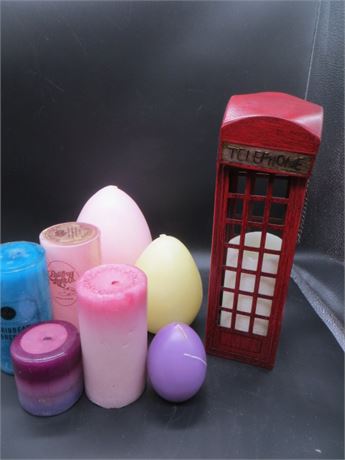 New Candles & Telephone Booth Candle Holder