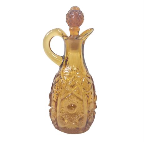 VTG Imperial Amber Glass Bottle w/ Frosted Stopper