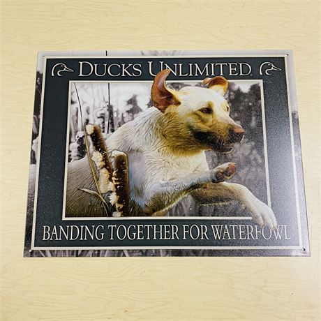 New Retro 12.5x16” Ducks Unlimited Dog Metal Sign