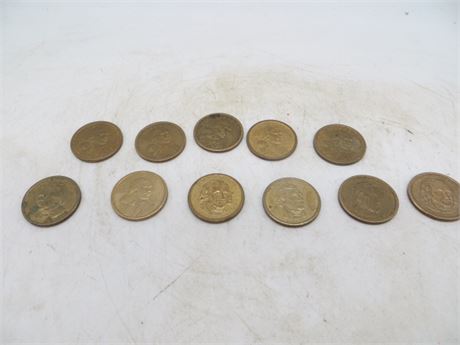 5 Sacagawea & 6 Presidential $1 Coins