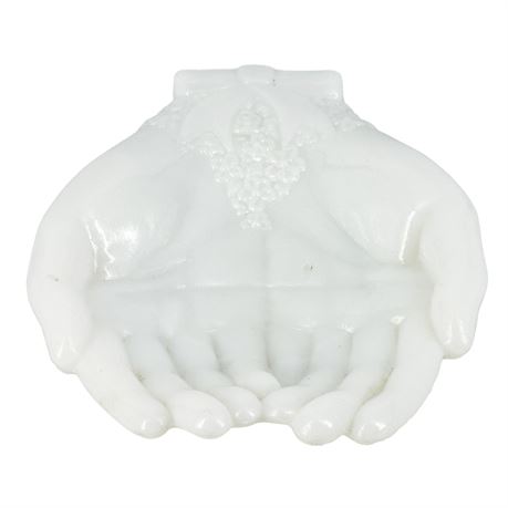 Vintage Avon Milk Glass "Touch of Beauty" Trinket Tray