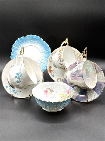 Three Teacups, One Decorative Bowl