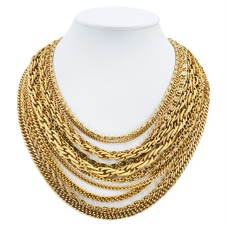 Vintage CORO Gold Tone Multi-Strand Statement Necklace