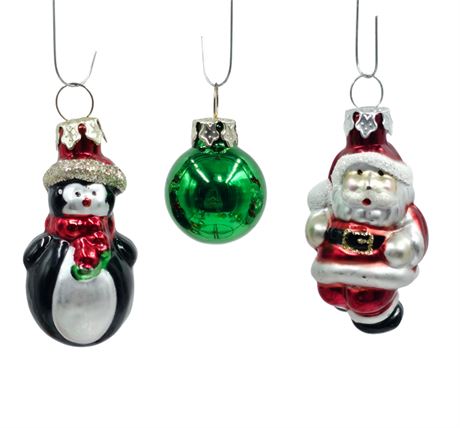 Three Small 1.5" Glass Ornaments