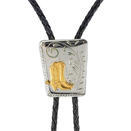 Vintage Two-Tone Cowboy Boots Bolo Tie