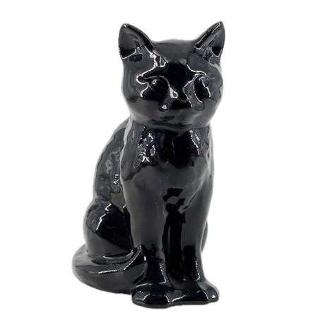 Vintage Slyva C Pottery Black Cat Figurine