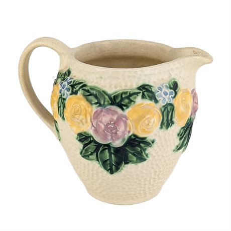 Roseville Rozane Antique Art Pottery Pitcher Cream Pastel Floral