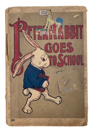 Antique 1917 Peter Rabbit Goes to School Hardback Book