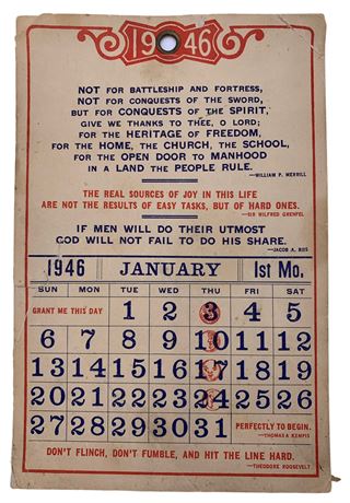 Complete 1946 Yearly Calendar