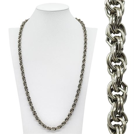 Vintage 30" Heavy Chunky Silver Tone Rope Chain