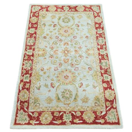 Ivory/Red Wool Border Area Rug