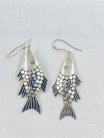 Vintage 7g Fish Sterling Earrings
