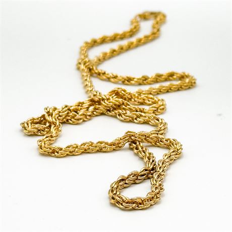 Vintage Gold Tone Rope Chain Necklace