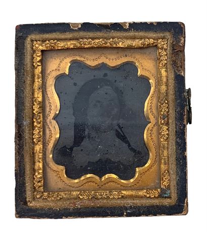 1850s Victorian Woman Ambrotype, Partially Cased Photograph