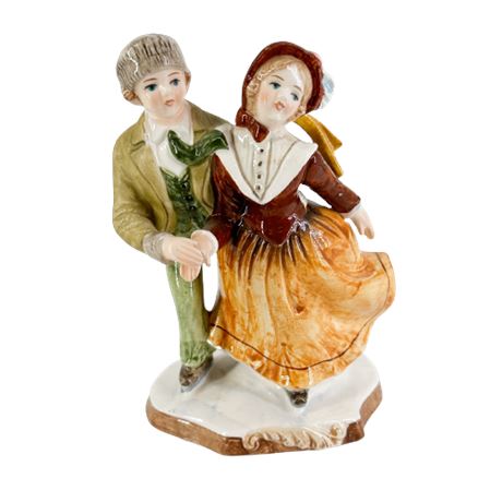Schmid Porcelain Boy & Girl Ice Skating Figurine