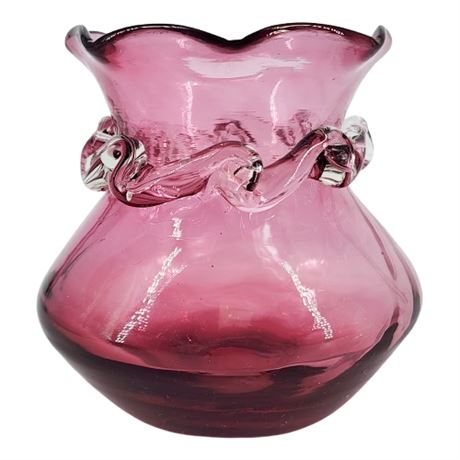 Vintage Pilgrim Art Glass Cranberry Bud Vase