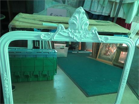 Vintage Mirror w/White Ornate Frame