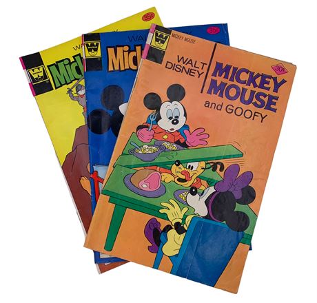 Three 30 & 35 cent Walt Disney Mickey Mouse Comic Books