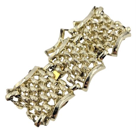 Vintage Gold Tone Teardrop Filigree Mesh Metal Bracelet