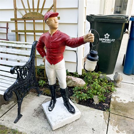 Vintage Concrete Lawn Jockey with Wiring