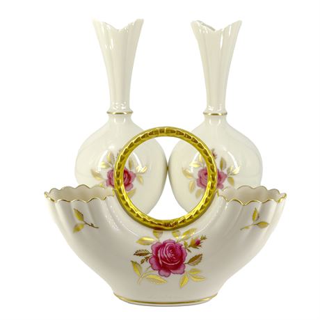 Lot of Three Vintage Lenox Rhodora Vases