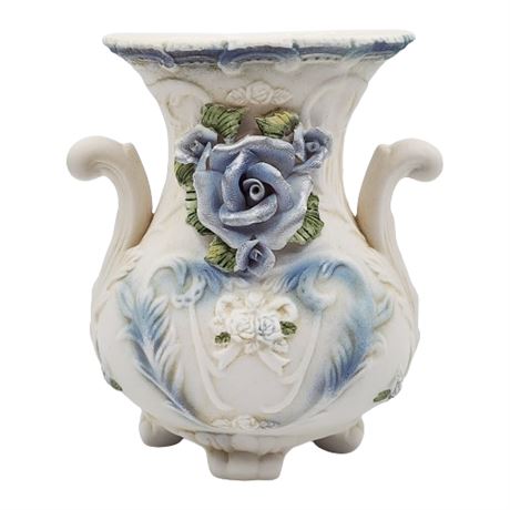 Vintage Porcelain Bisque Floral Vase
