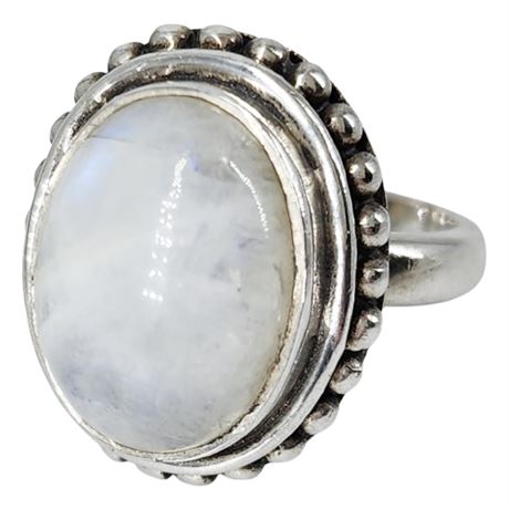 Vintage Sterling Silver Moonstone Ring, Sz 7.25