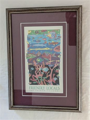 Cayman Islands Framed Print w/ Fish 12" x 9"