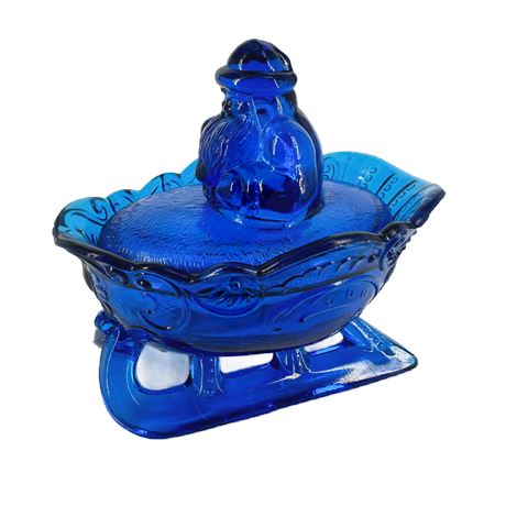 Vintage Westmoreland Glass Santa on Sleigh