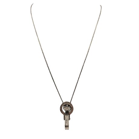 Brighton Long Chain ID Badge Clip Pendant Necklace