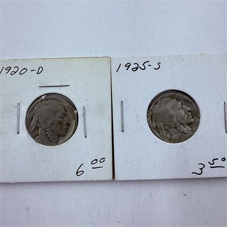 1920-D + 1925-S Buffalo Nickels