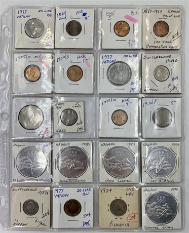 20 pc US & Foreign Coin & Olympic Token Lot