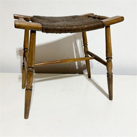 Vintage Rustic Woven Seat Bench