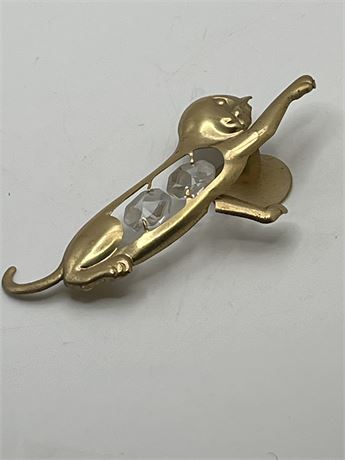 Vintage 1993 24kt plated gold cat  sun catcher