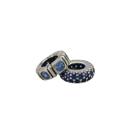 2 PANDORA 925 CZ Spacer Charms "Trinity Blue & Inspiration Within" 2.2gr