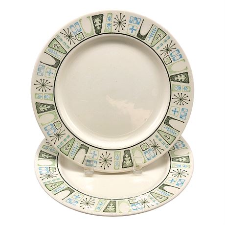 Mid-Century Taylor Smith Taylor "Cathay" Atomic Tiki Bread & Butter Plates